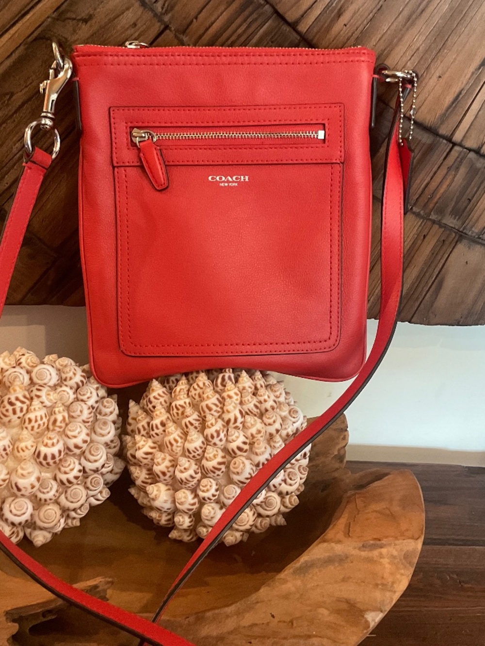 Coach Legacy  Luxury Leather Swingpack Crossbody Bag , Color Coral